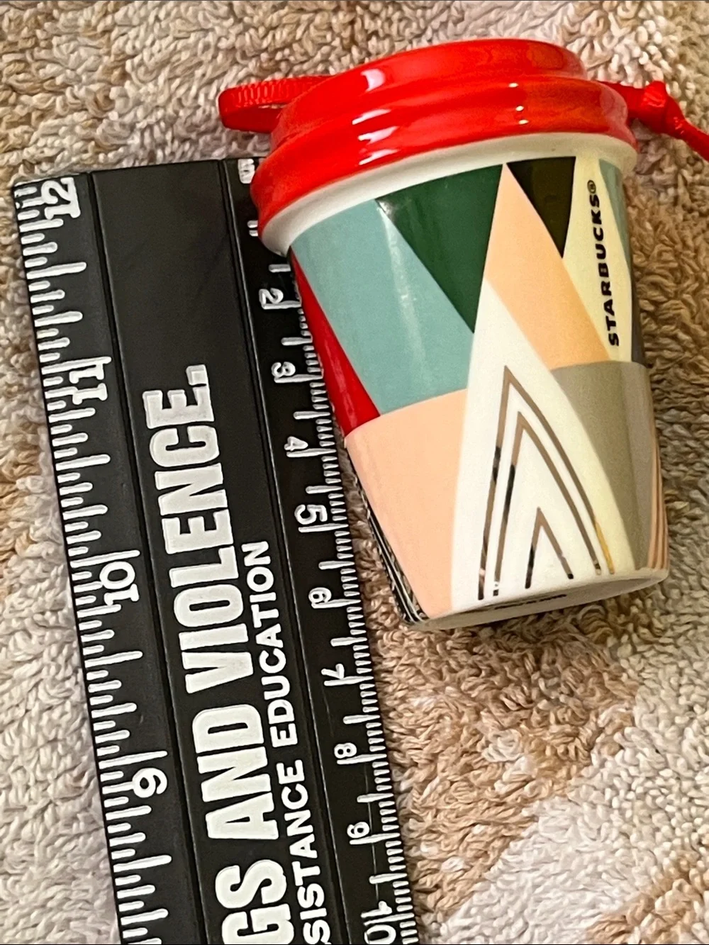 Starbucks Red-Lid Geometric Holiday Cup Ornament